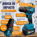 🔥【PREÇO DE FÁBRICA】🔥 Kit de ferramentas 4 em 1 Furadeira, Chave de fenda/Chave de impacto/Amolador/Martelo 2 baterias de 21 V Caixa - GEMINI
