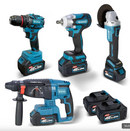 🔥【PREÇO DE FÁBRICA】🔥 Kit de ferramentas 4 em 1 Furadeira, Chave de fenda/Chave de impacto/Amolador/Martelo 2 baterias de 21 V Caixa - GEMINI