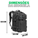 Mochila Militar Tática Impermeável 50 Litros Reforçada (BRINDE GARRAFA 1L)  - ÚLTIMAS UNIDADES